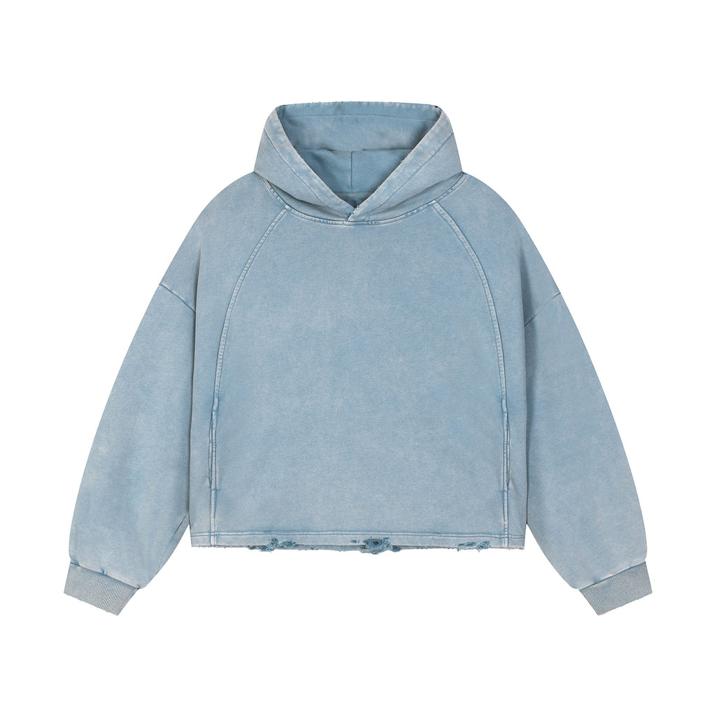 Vintage Washed Frayed-Hem Hoodie
